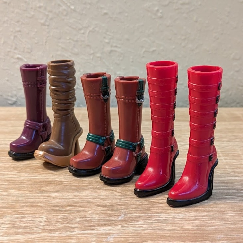 VTG Barbie My Scene Doll Boots Lot Red Brown Purple Tan Y2K Shoes 6pc Mattel